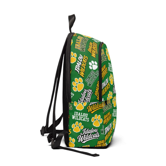Idalou Wildcats Green & Gold Backpack – School Spirit Paw Print Design