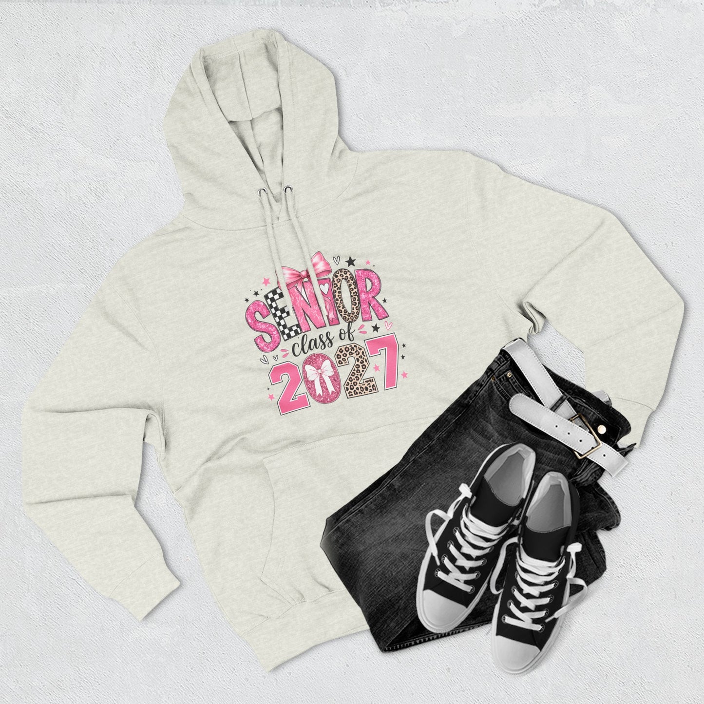 Senior Class of 2027 Hoodie — Pink Leopard Graduation Pullover
