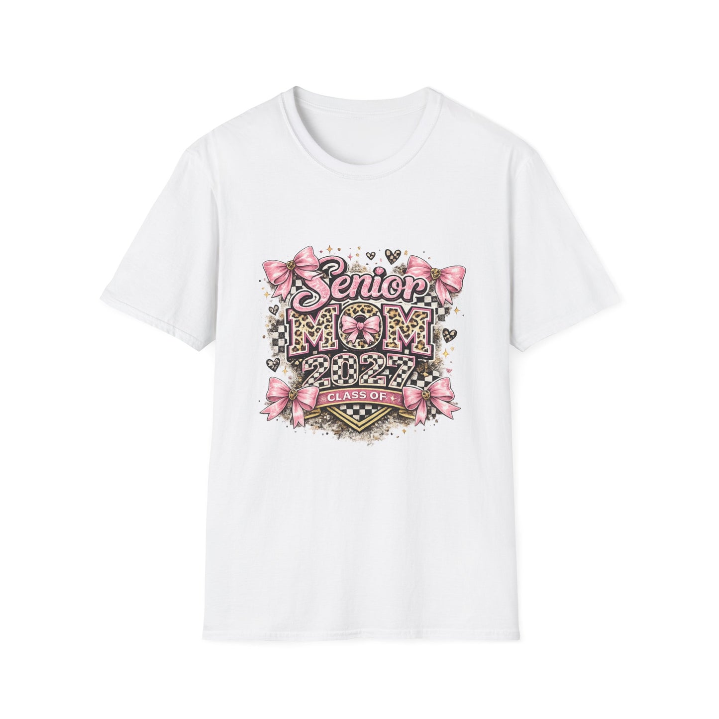 Senior Mom T-Shirt — Pink Leopard Bow Graduation Gift
