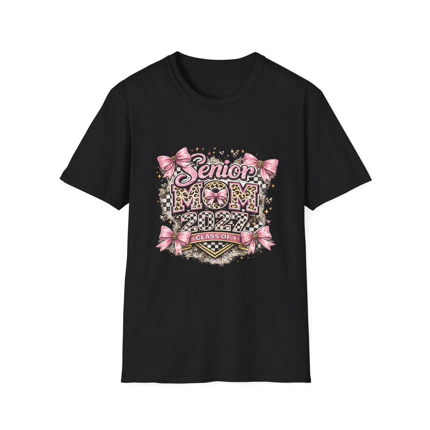 Senior Mom T-Shirt — Pink Leopard Bow Graduation Gift