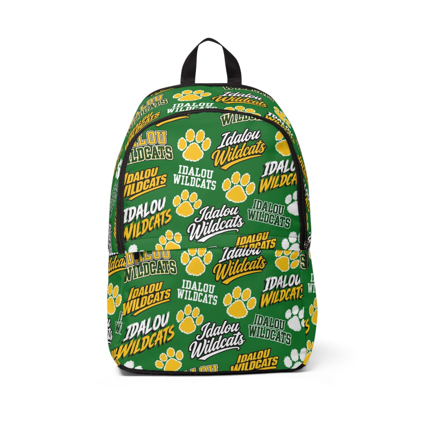 Idalou Wildcats Green & Gold Backpack – School Spirit Paw Print Design