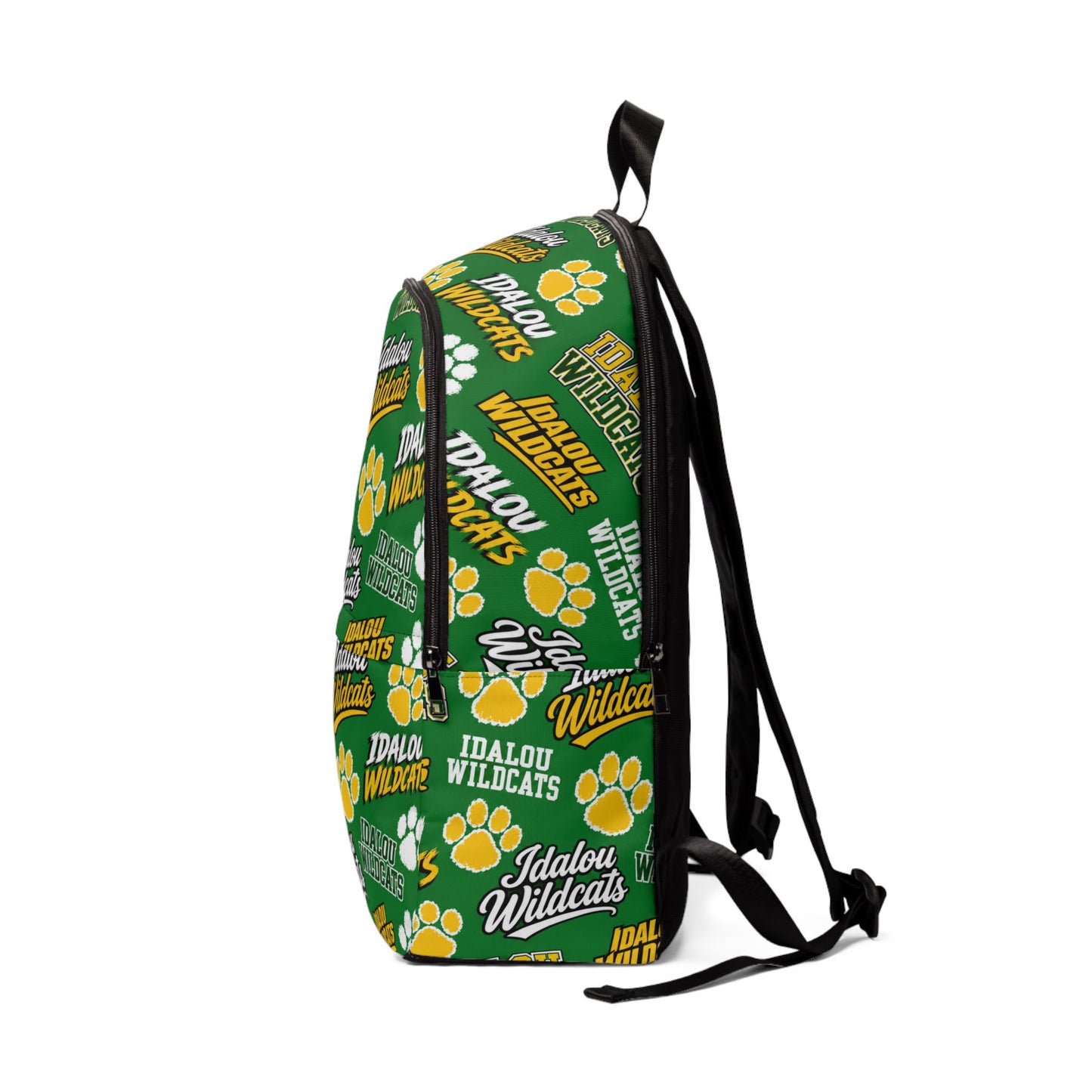 Idalou Wildcats Green & Gold Backpack – School Spirit Paw Print Design