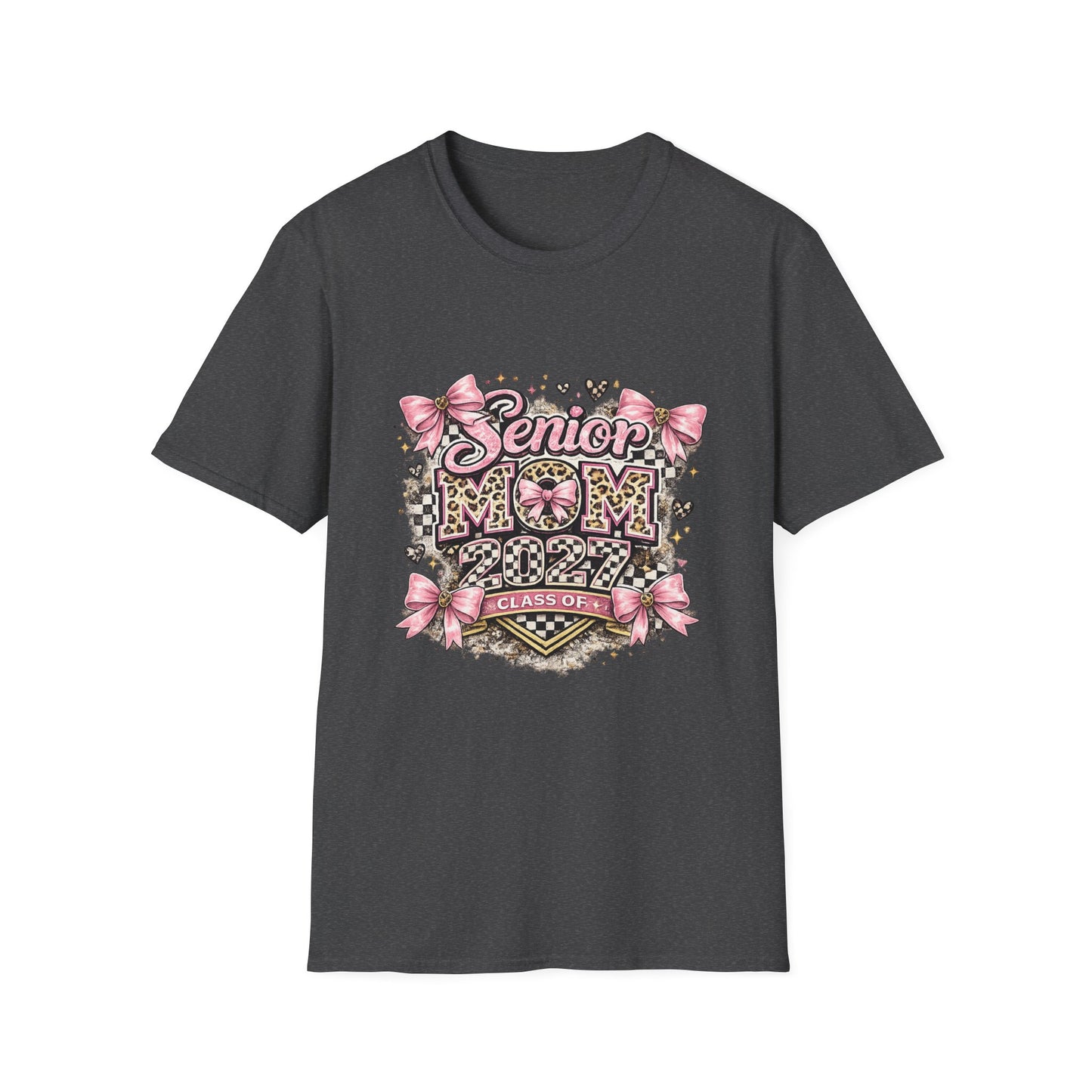 Senior Mom T-Shirt — Pink Leopard Bow Graduation Gift