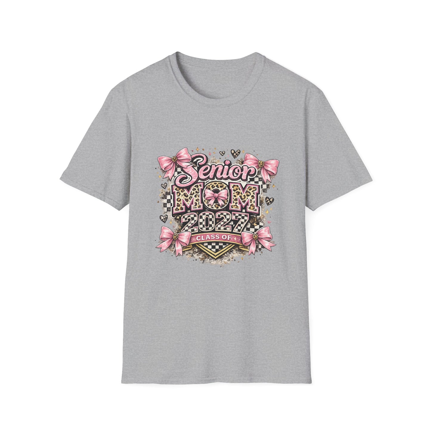 Senior Mom T-Shirt — Pink Leopard Bow Graduation Gift