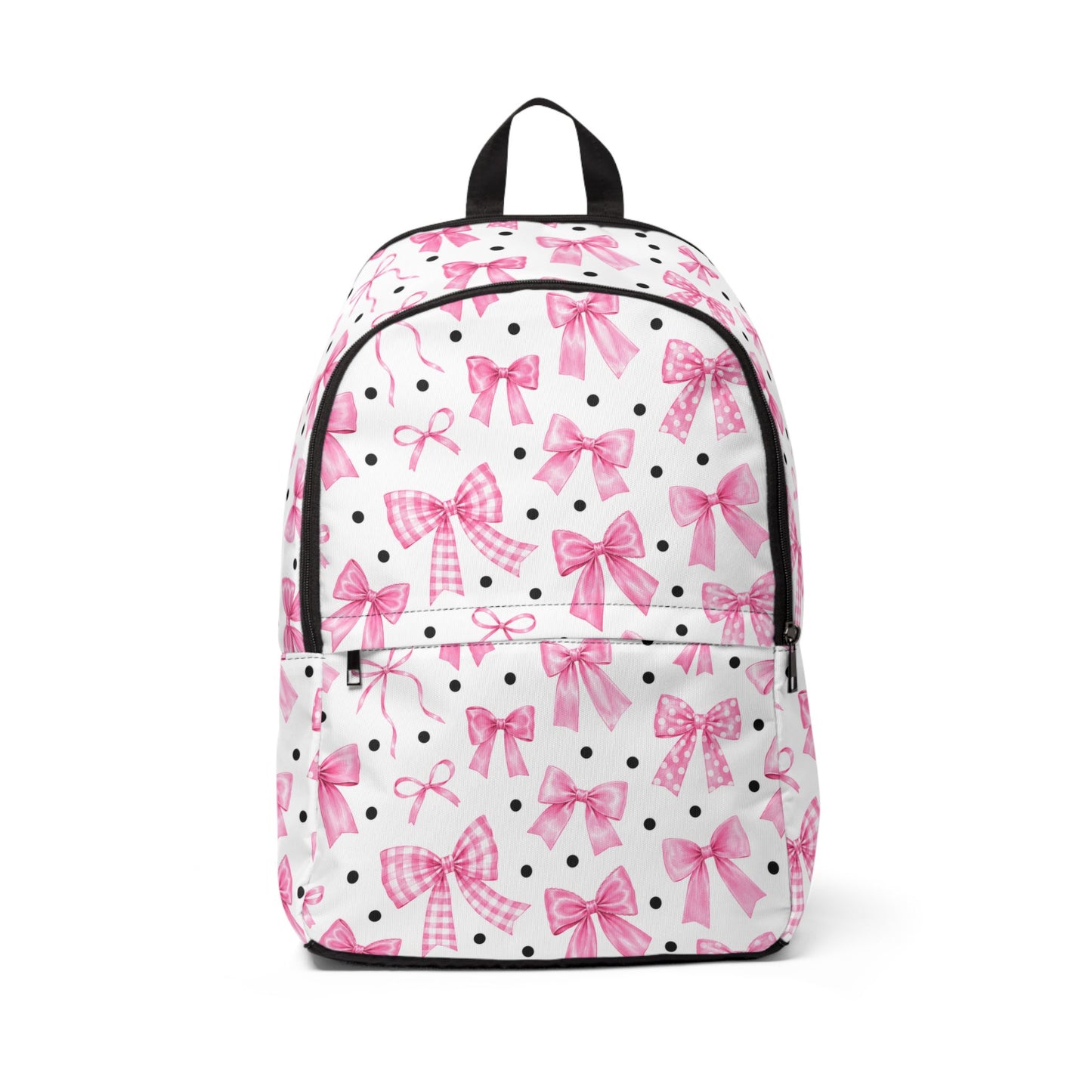 Pink Bow Print Backpack — Cute Polka Dot School & Daypack