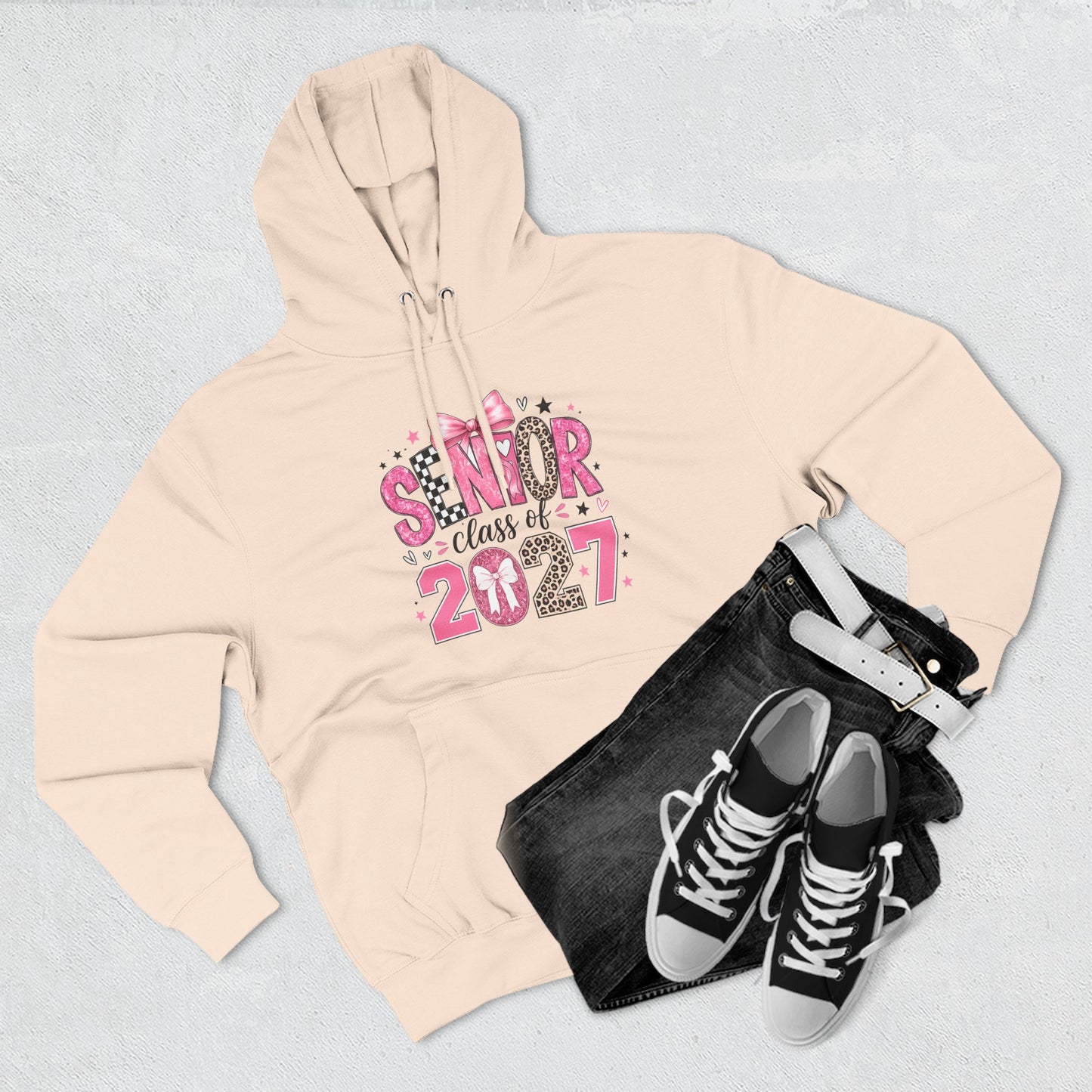 Senior Class of 2027 Hoodie — Pink Leopard Graduation Pullover