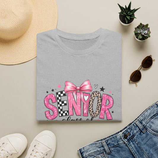 Senior Class of 2027 T-Shirt — Pink Bow & Leopard Graduation Tee