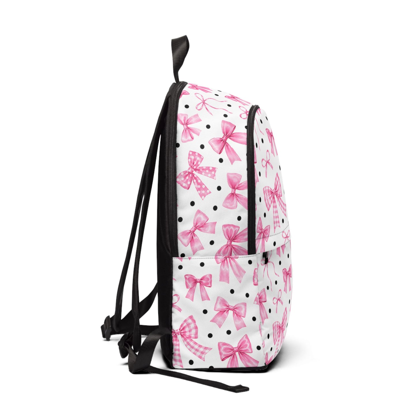 Pink Bow Print Backpack — Cute Polka Dot School & Daypack