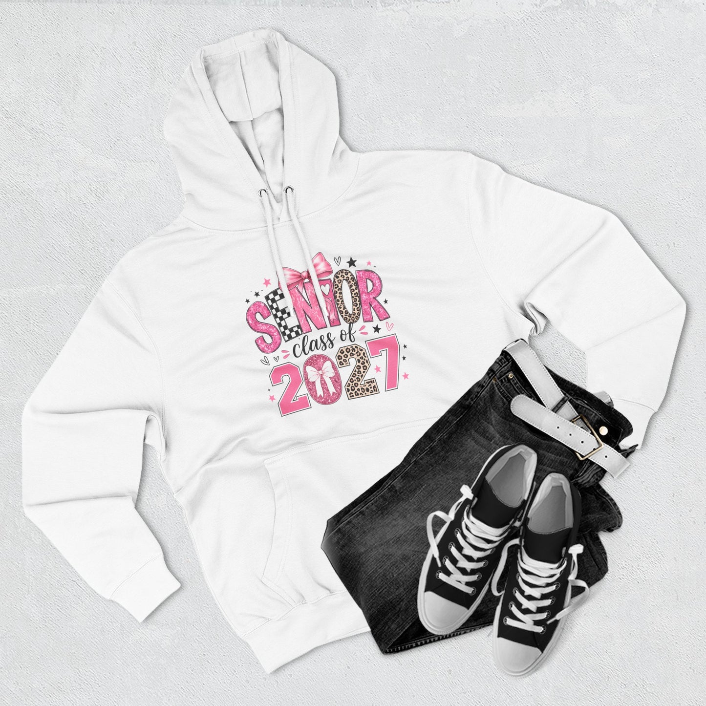 Senior Class of 2027 Hoodie — Pink Leopard Graduation Pullover